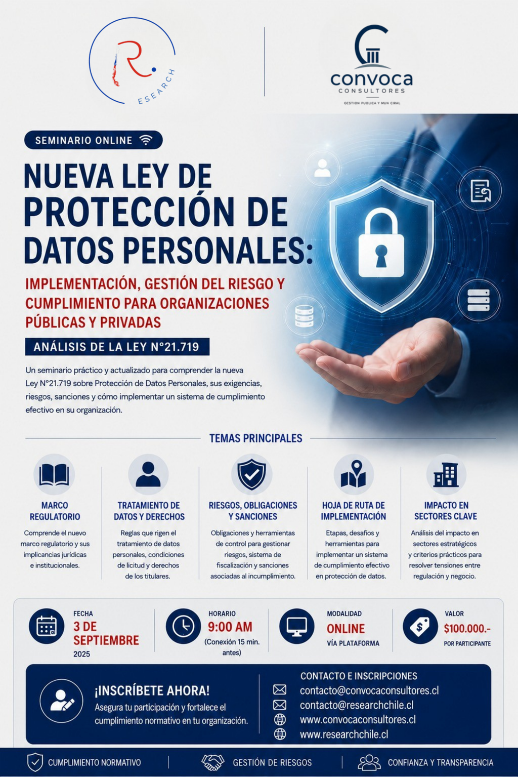 Afiche del seminario Nueva Ley de Protección de Datos Personales